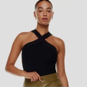 Cross neck halter top
